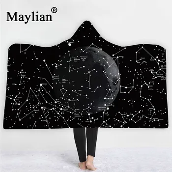 

star universe 3d Printed Plush Hooded Blanket For Adults Kid Warm Wearable Fleece Throw Blankets B24
