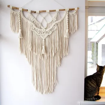 

Nordic Macrame Wall Hanging Hand-woven Tapestry Headboard Living Room Bedroom Boho Decor Wall Tapestry Wedding Tassel Mandala