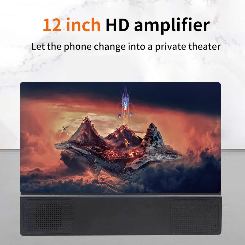 Стереоскопический 12 дюймов 3D HD увеличитель для экрана телефона усилитель с проводным динамиком Настольный деревянный кронштейн мобильный видео усилитель держатель