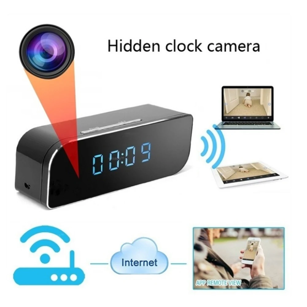 1080P Мини скрыть будильник часы с поддержкой wifi и с камерой сигнализации HD Беспроводной безопасности Регистраторы Ночное видение и обнаружения движения Камера s