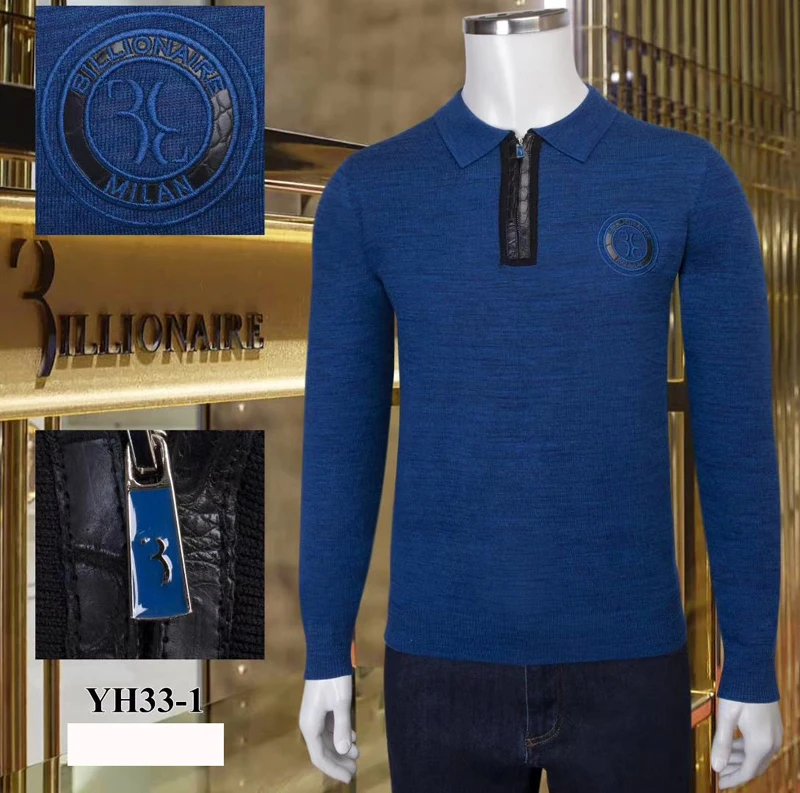 Suéter de piel de vaca con cremallera grande bordada para hombre, jersey de negocios de alta calidad, novedad, invierno, 2020, envío gratis