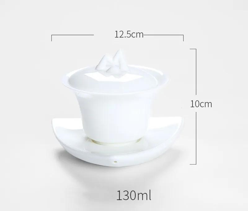 Чисто белая чайная супница из фарфора gaiwan, китайская чаша с крышкой, керамическая чашка, блюдечко, 130 мл, GAIWAN для чая TieGuanYin