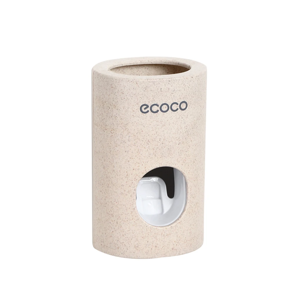 Ecoco настенная подставка для зубных щеток крепление для зубной пасты соковыжималка аксессуары для ванной комнаты Набор зубной пасты стеллаж для хранения с 4 чашками - Цвет: Style2-Beige