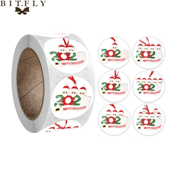 

500pcs/Roll Quarantine Stickers Merry Christmas Decoration for Home Snowflake Labels Sticker Xmas Gifts Seal for Package Tags