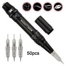 Перманентный макияж для бровей ручка беспроводная Татуировка пистолет Microblading машинка для перманентного макияжа с 50 шт. картриджа иглы