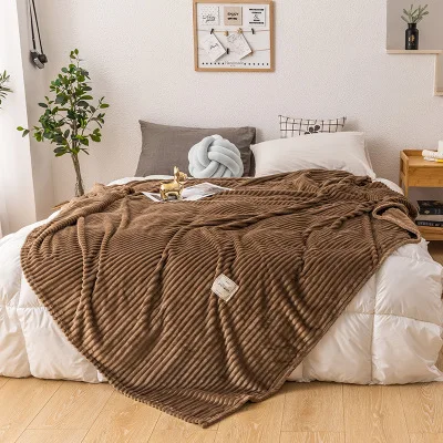 Flannel Blankets for Beds Solid Yellow Color Soft Warm Square Blanket On the Bed Thickness Throw Blanket