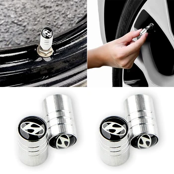 

4pcs Round Car Tire Valve Core Cover Caps Auto Accessories for Hyundais Santa Fe Sonata Solaris Azera Creta I30 Ix25 Tucson IX35