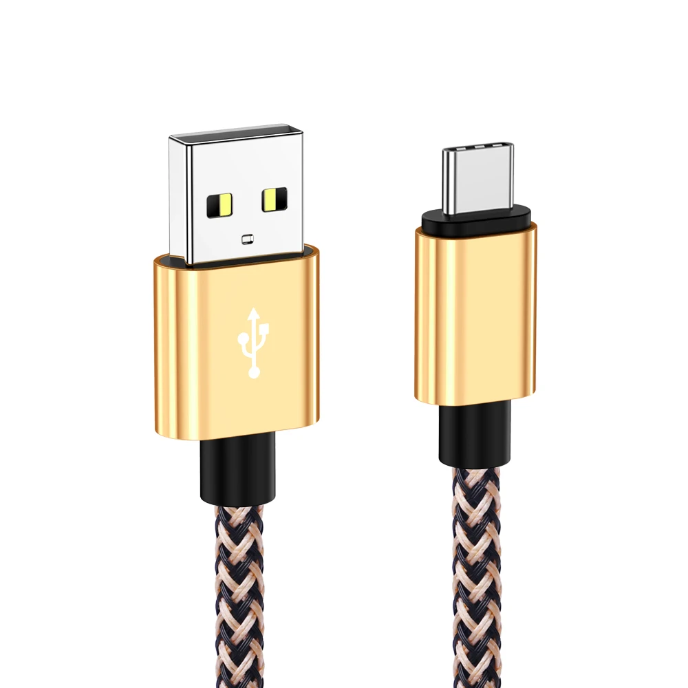 2 м 3 м usb type C кабель для зарядки данных для samsung S8 S9 Plus huawei Xiaomi mi 9 Красный mi Note 8 USBC длинный короткий шнур провод для быстрой зарядки - Цвет: Золотой
