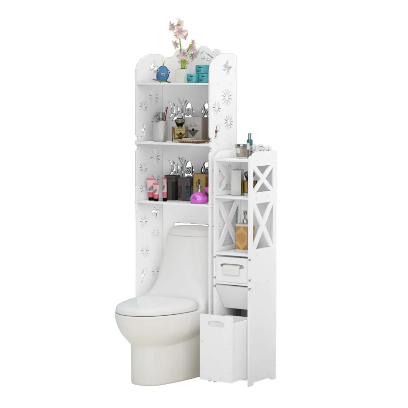 

Creative Toilet Toilet Storage Rack Floor Toilet Waterproof Multi-storey Bathroom Storage Rack Hole-free Lockers Bathroom Stuff