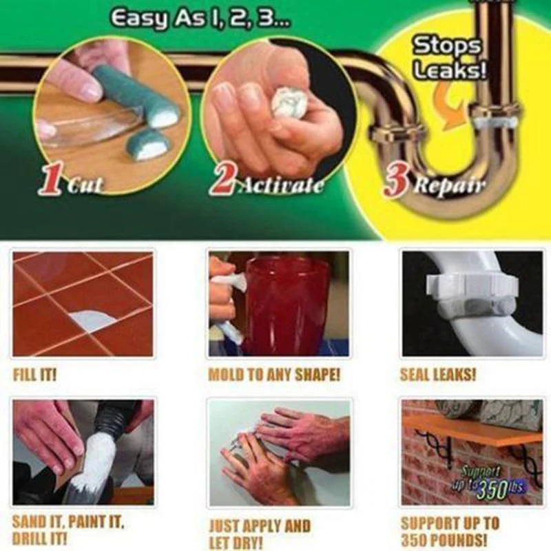 3Pcs Non-Toxic Epoxy Adhesive Glue Clay Power Putty Magic Putty Repair Tool