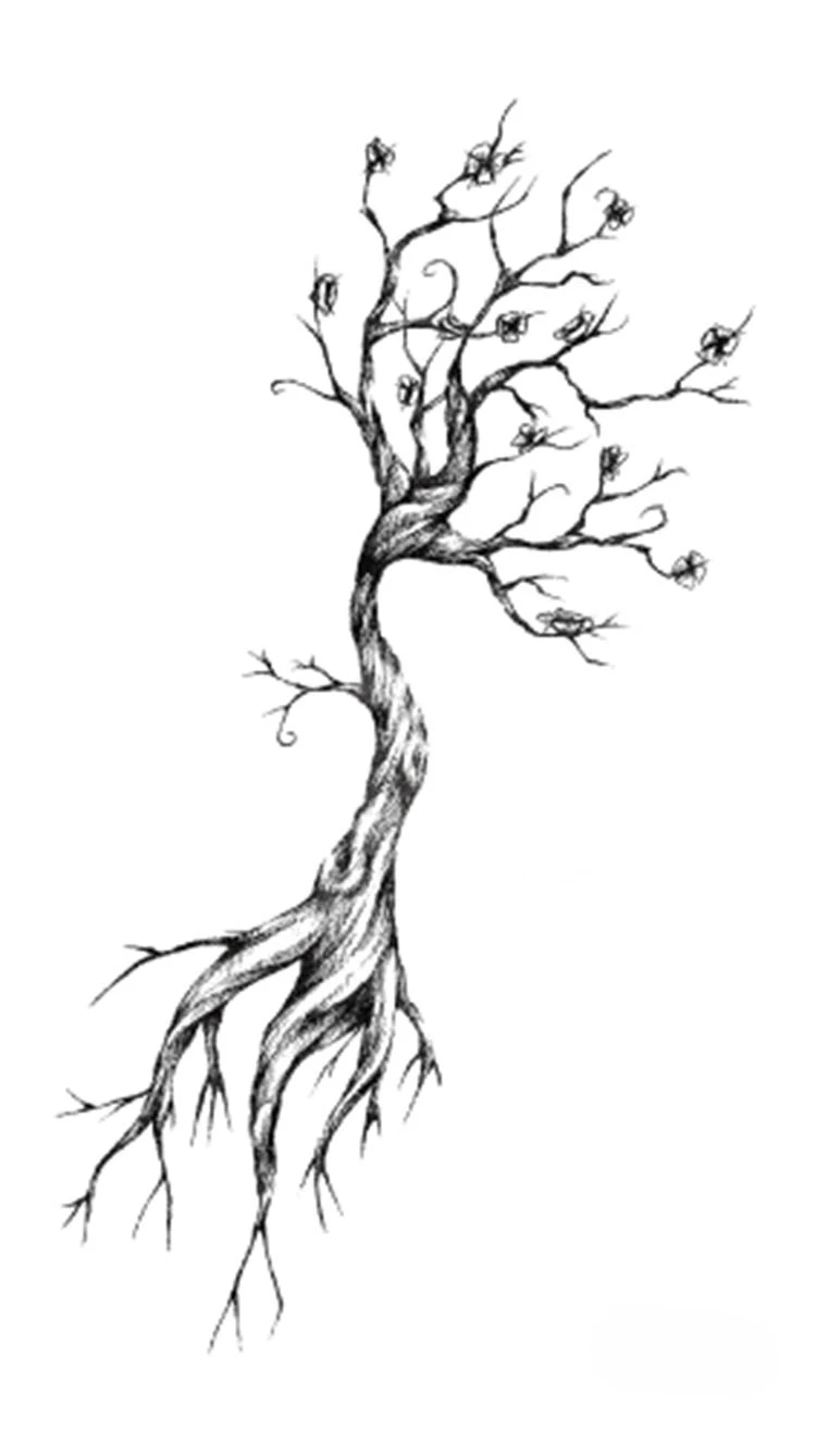 Tattoo Sticker Body Art Black White Drawing Little Element Dry Tree Branches Water Transfer Temporary Fake Tatto Flash Tatoo Temporary Tattoos Aliexpress