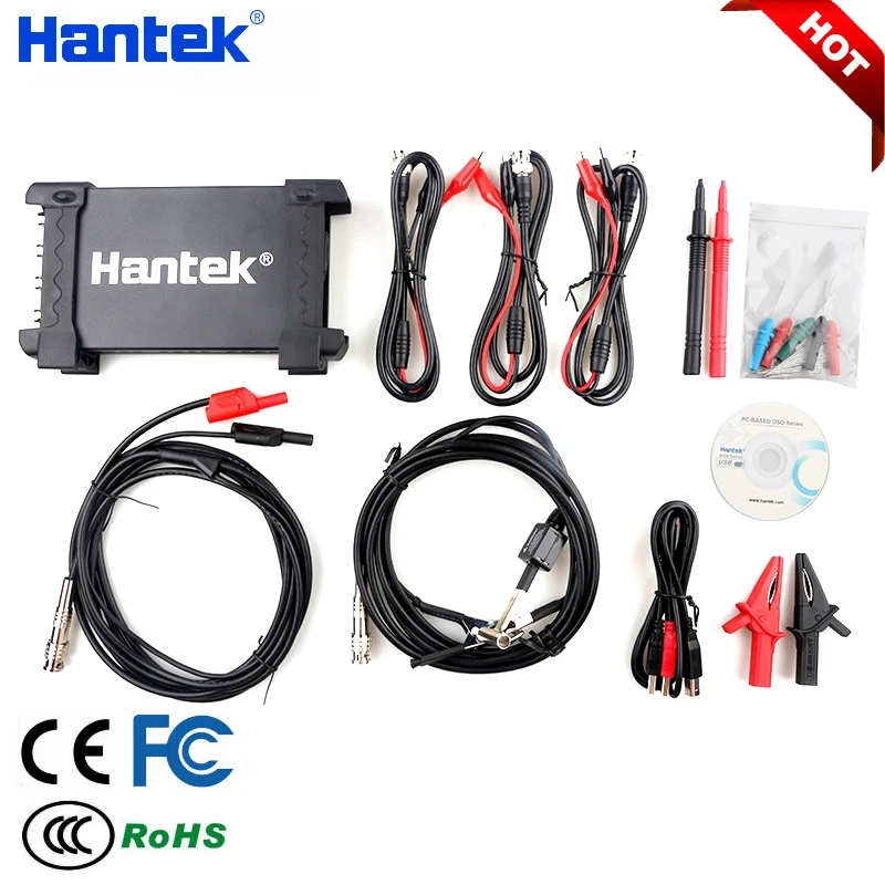 Hantek 6074BE цифровой Осциллограф 6074BC 6074BD ПК USB портативный 4 канала 70 МГц полоса