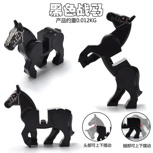 Конструктор из серии «животные», коричневая, черная, белая Военная лошадь, дуктационные креативные игрушки для детей, детская модель, подарок 10509
