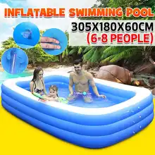 10ft 305CM Rectangular Inflatable Swimming Pool Paddling Pool Bathing Tub Outdoor Summer Swimming Pool Hot Spring For Kids Adult