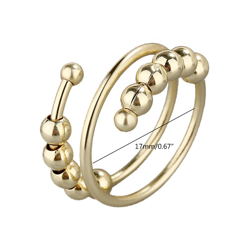 Anxiety Worry Ring with Beads Spinning Rings for Adjustable Band Statement Women Mens | Украшения и аксессуары