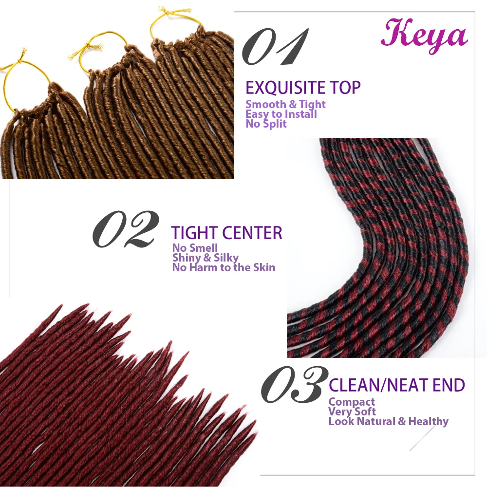 Faux Locs Crochet Hair 14 inch Braiding Hair Extensions 20 Roots/pack Soft Dreadlocks Synthetic Crochet Braiding Extension