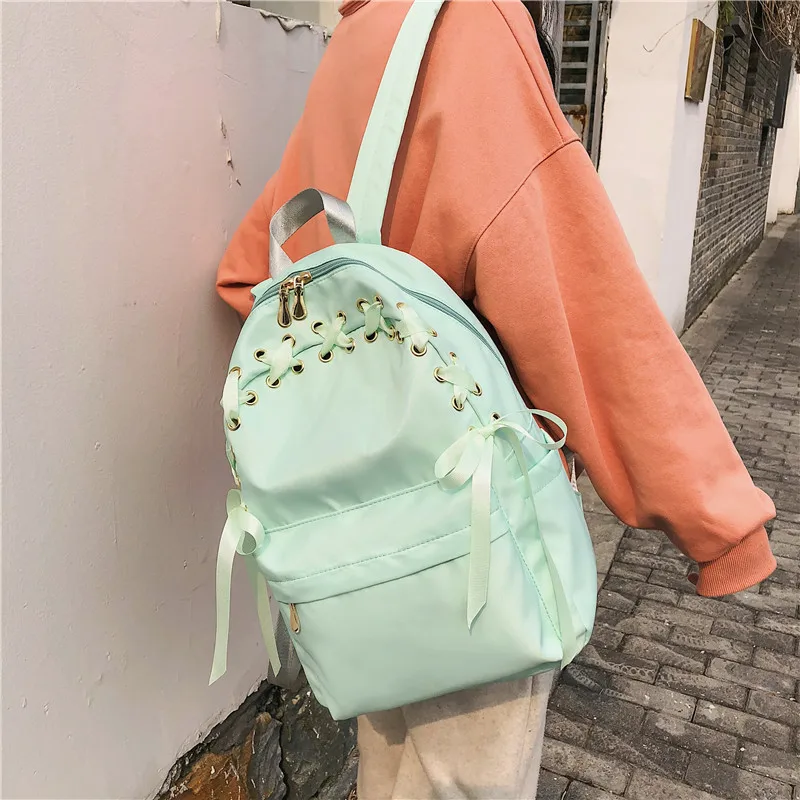 

Ribbon Fresh Sweet Women Backpacks Korean Style female Travel Shoulder Bag High Quality School Bags for Teenage Girls mochila