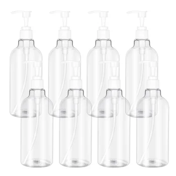 

8 Pcs Shampoo Bottles Transparent Refillable Shampoo Dispensers Liquid Bottles Pump Bottles for Home Kitchen Bathroom