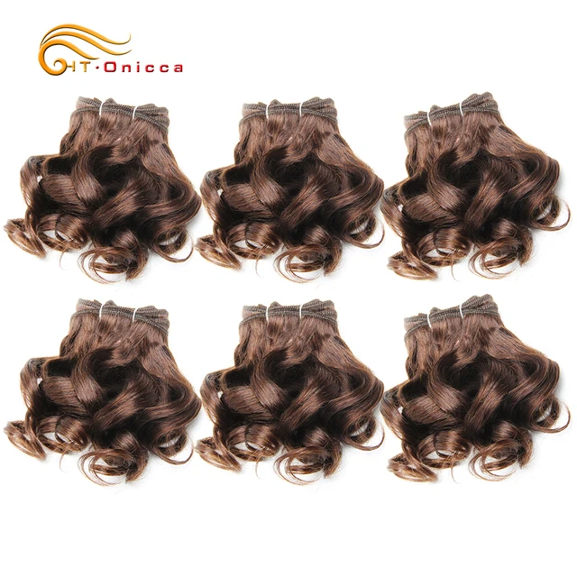 6 Pcs/Lot Curly Hair Bundles 8 Inch Ombre Brazilian Hair Weave Bundles Color 1B/2/4/30/33/99J/27 Human Hair Extension Remy #4