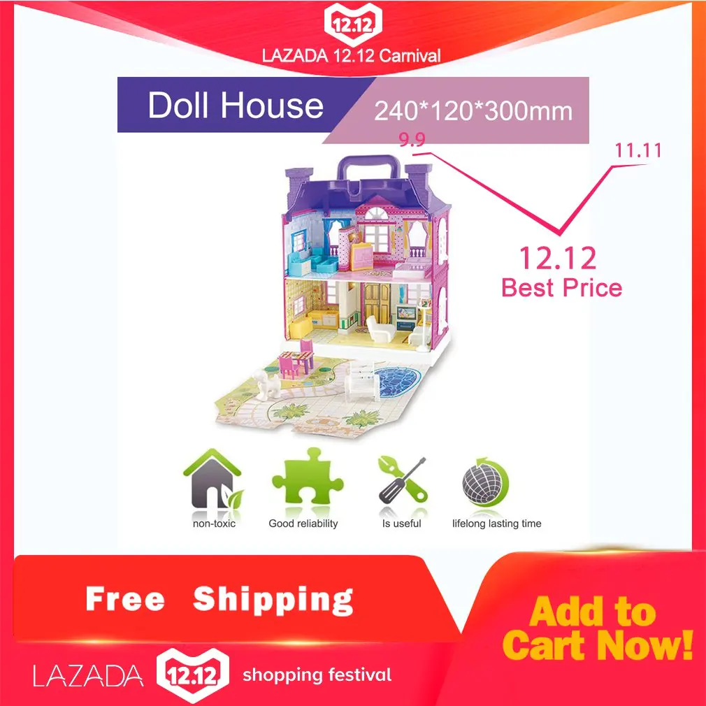 DIY Doll House With Furniture Miniature House Luxury Simulation Dollhouse Assembling Toys For Kids Children Birthday Gifts