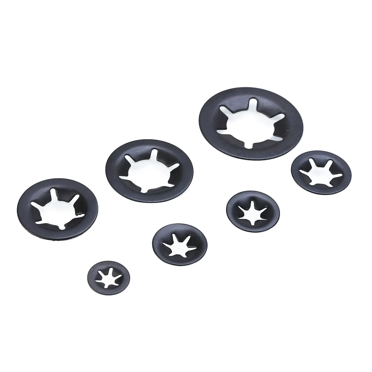 260pcs Star Nut Metal Star lock Push-on Locking Washer Fastener Assorted Kit Quick Speed Locking Washers M3 M4 M5 M6 M8 M10 M12