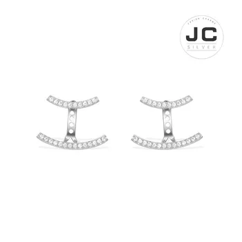 

New Fashion Charms Tibetan silver Original Engraving,Double-line earrings For Women With Mono Logo Glamour Zircon Jewelry Gift