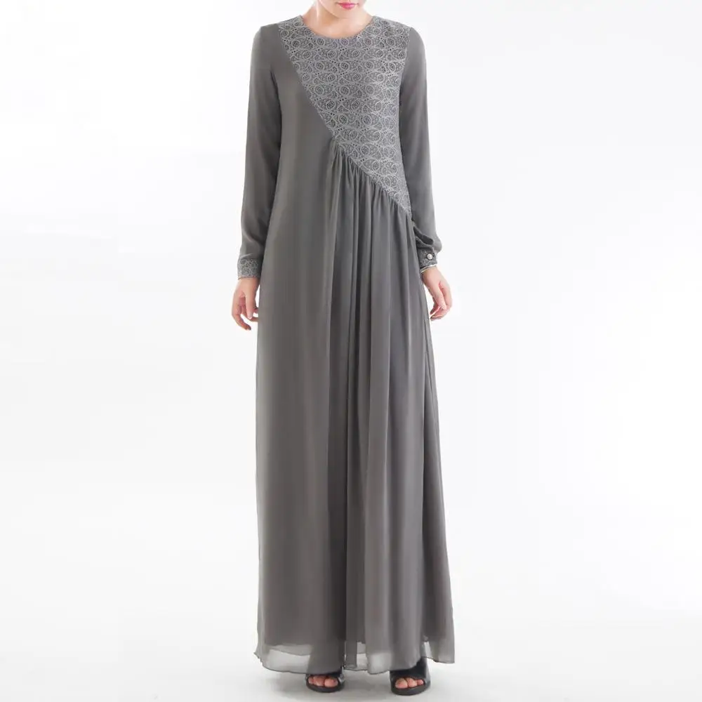 Длинное платье Abaya в мусульманском стиле для женщин кружевное Сетчатое Макси