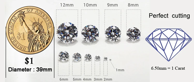 branca 1ct-5ct forma redonda moissanites diamante para fazer jóias diferentes