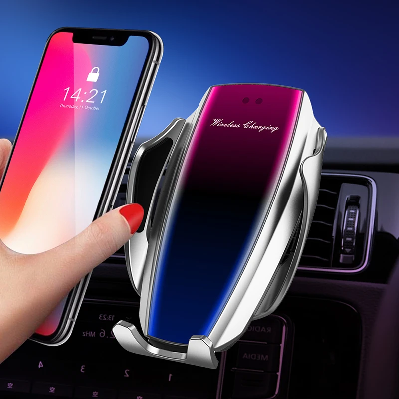 

10W Wireless Car Charger Automatic Fast Charging Phone Holder Mount in Car For iPhone 8 X XS Max Samsung S10 S9 Plus Smart Phone