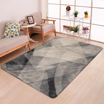 

Geometric Gray Parlor Bedside Area Rug Decor Stair Corridor Mat Doormat Fluffy Non-slip Bathroom Kitchen Rug Living Room Carpet