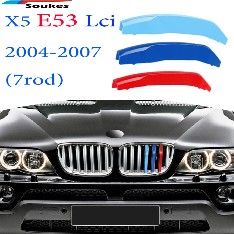 For BMW X5 E53 1999-2003 Front Bumper Kindey M Style Grille Cover Inside  Racing Double Slat Black Grills Car Accessories - AliExpress