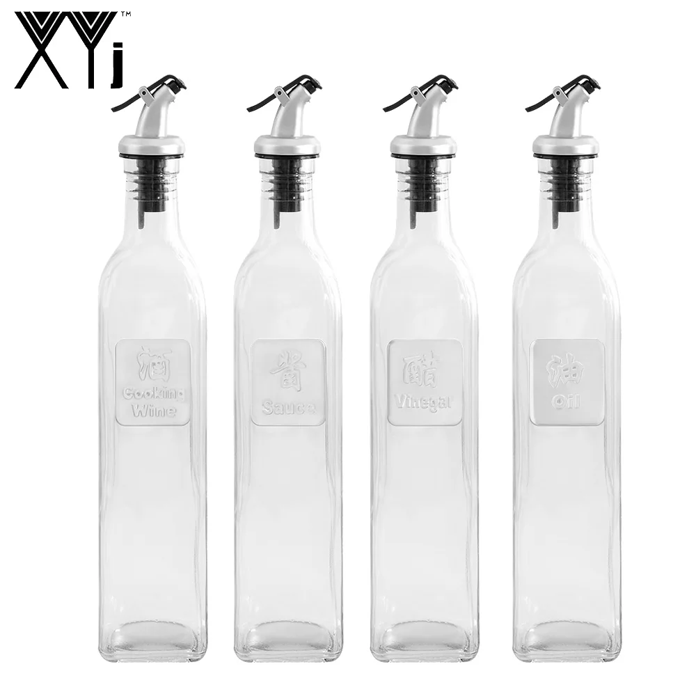 Rotating Seasoning Box Set Pepper Sugar Oil Pepper Sauce Vinegar Tank Kitchen Supplies Storage Salt Tank Glass Seasoning Bottle