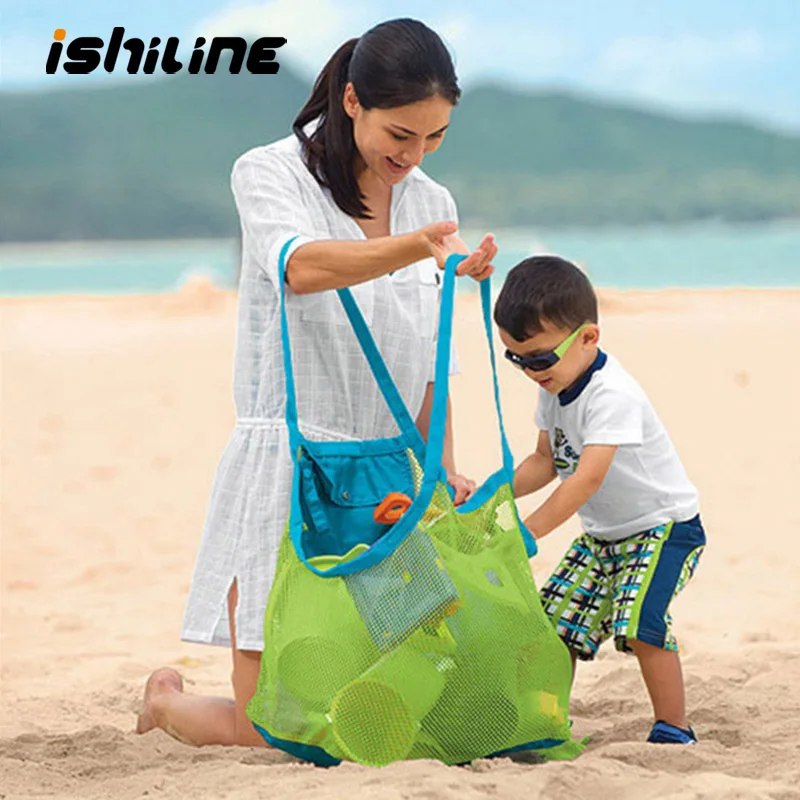

Folding Beach Mesh Bag Children Outdoor Toys Storage Bag Tote Net Bags Multi-Function Clothing Organizer