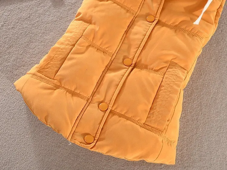 Plus Size 6XL Women Vest Winter Coat  Ladies Gilet Colete Feminino Casual Pocket Hooded Waistcoat Female Sleeveless Jacket