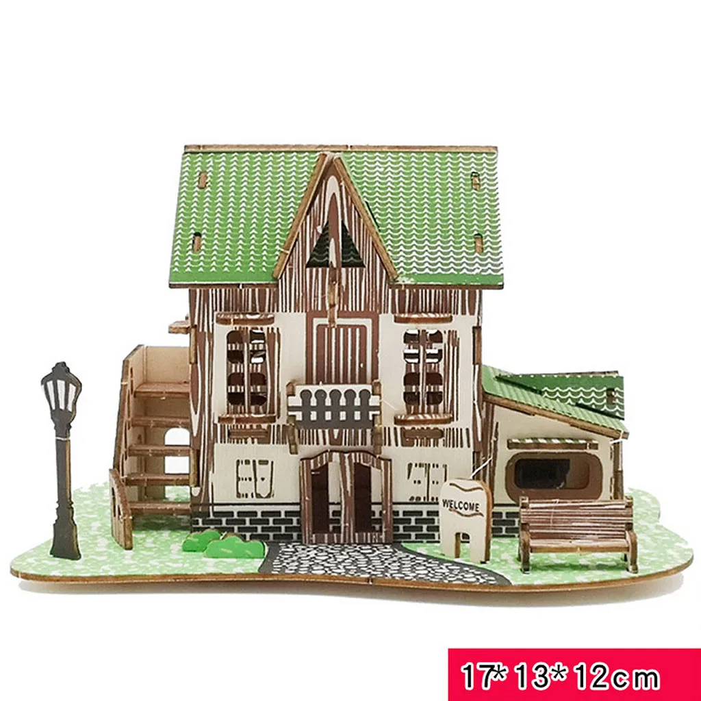 Детские 3D деревянные DIY дома головоломки детский замок строительство шаблон головоломка Красивая 3d головоломка игрушка G1021
