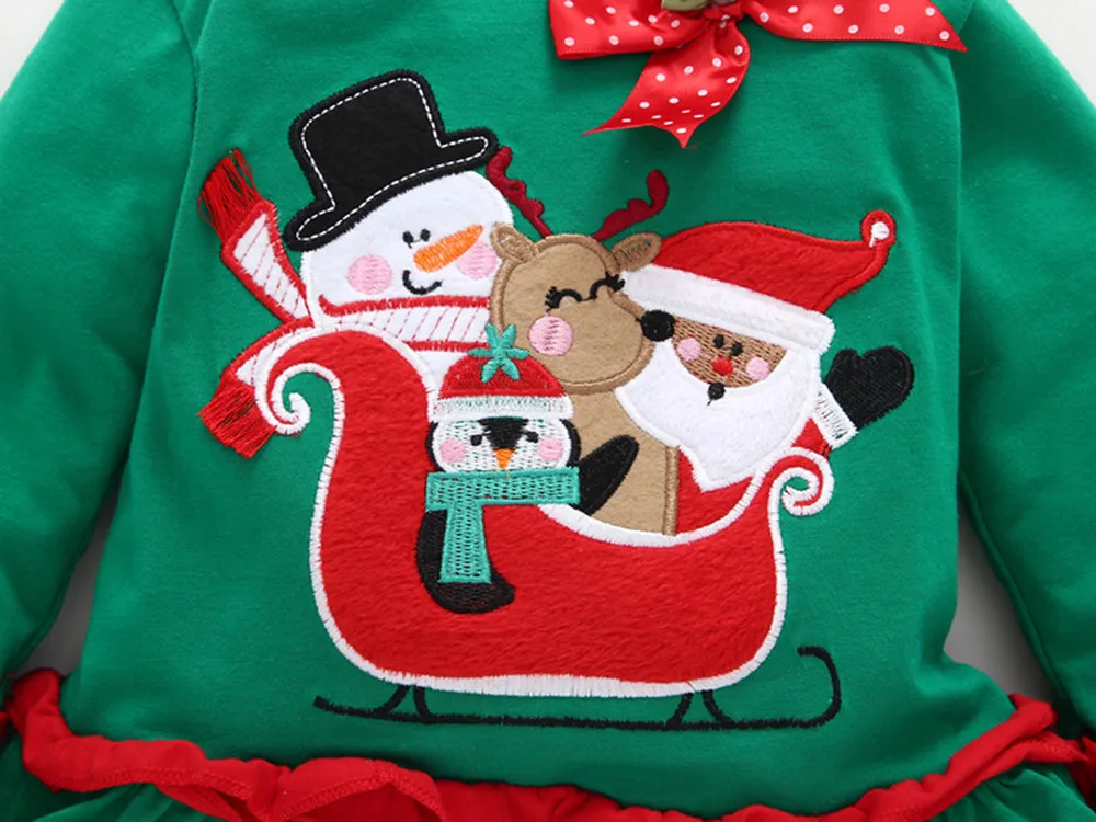 My First Christmas/комплект одежды для маленьких девочек с героями мультфильмов; рождественские топы с оборками и штаны; conjunto infantil menino;#3