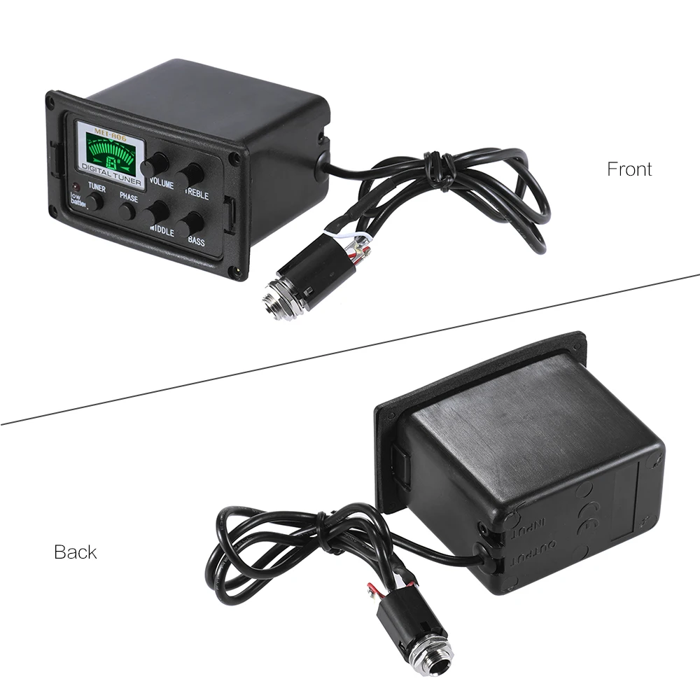 

Acoustic Guitar 3-Band EQ Equalizer Tone and Volume Amplifier Preamp Piezo Pickup with Tuner Phase Function LCD Display