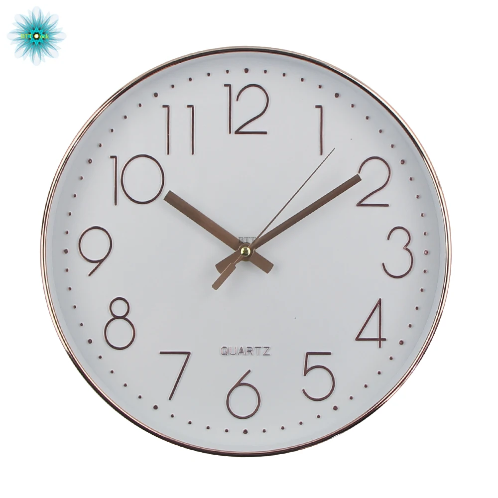

Modern Design Silent Wall Clock Quartz Wall Watch Plastic Antique Designer Clock Home Decor for Living Room Rose Gold Color