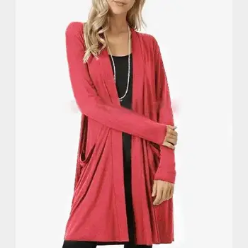 

Fashion High Quality Womens Jacket Open Front Long Sleeve Cardigan Sweater Casual Plus Pockets Loose Cardigan Jacket