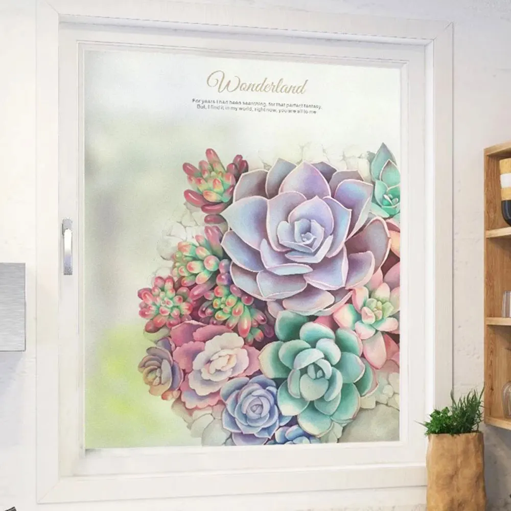 

Succulent Plant Window Film Privacy Film Glass Sticker Static Glue Free Stained Bedroom Kitchen Frosted Custom Size Home Decor