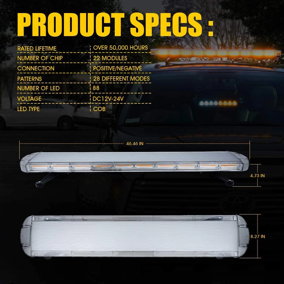 Aazon.co: HLauto 406D Rooftop Eergency Strobe Lights Bar, 102 LED