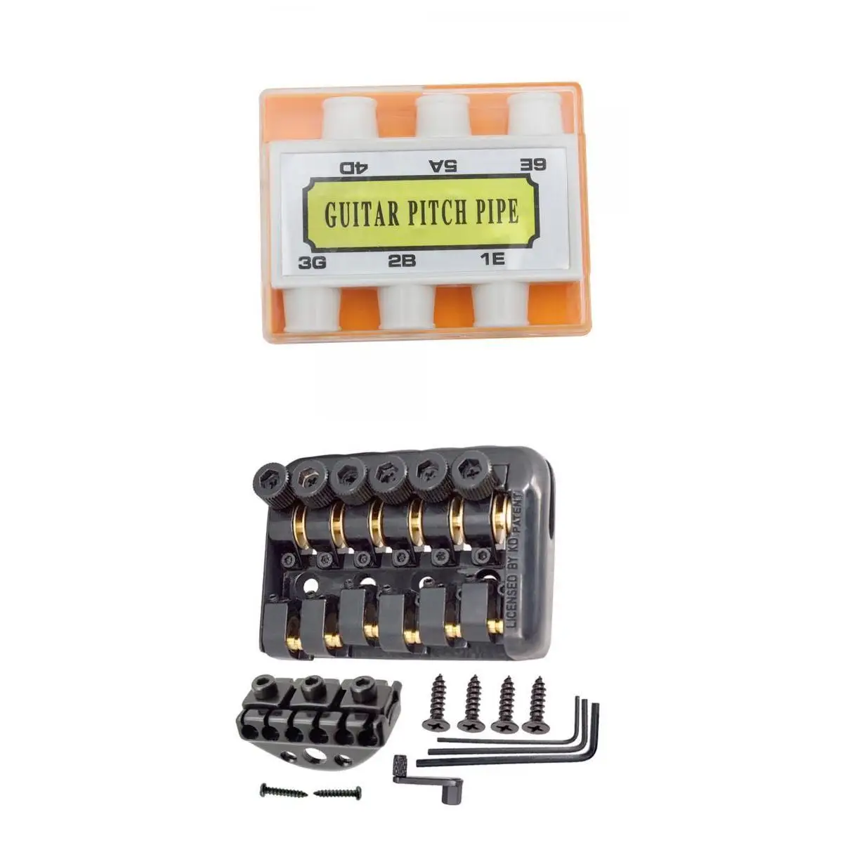 

1 Set Guitar Saddle Bridge Tailpiece+Pitch Pipe For Headless Electric Guitar