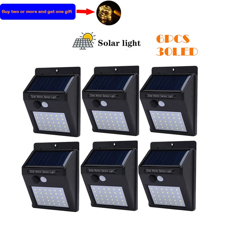 

30/40 LED Lamp Solar Garland Power Lamp PIR Motion Sensor Wall Light Outdoor Solar Lighting Waterproof Energy Garden Light