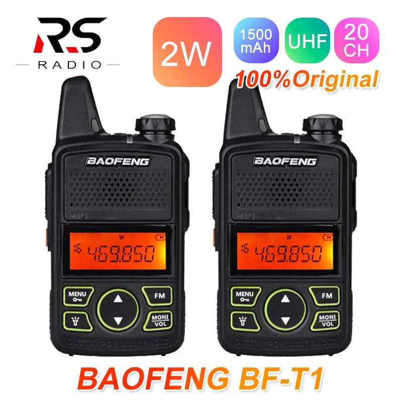 2PCS BAOFENG BF-T1 Mini kids Walkie Talkie Radio Station UHF Child Woki Toki HF Transceiver Ham Radio Transmitter USB FM BF T1