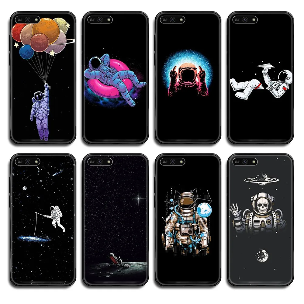 space Astronaut Universe 3D prime waterproof black Phone case cover hull For Huawei Honor Mate 5 6 7 8 9 10 20 30 A C X Lite Pro | Мобильные