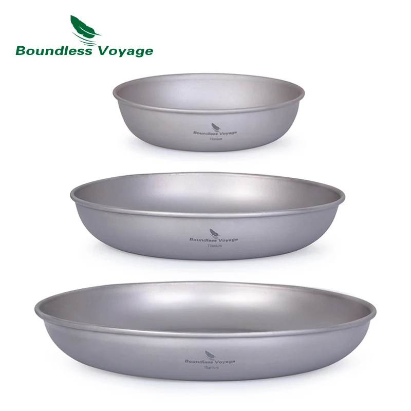 Boundless Voyage Titanium Pan Dish Plate With Carry Mesh Bag Ultralight