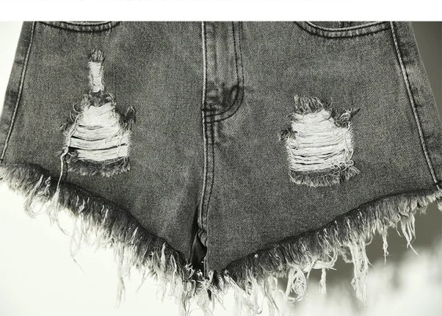 Plus Size Summer Casual Female Straight Mini Shorts Harajuku Jeans Vintage a-line High Waist Denim Hole Shorts for Women