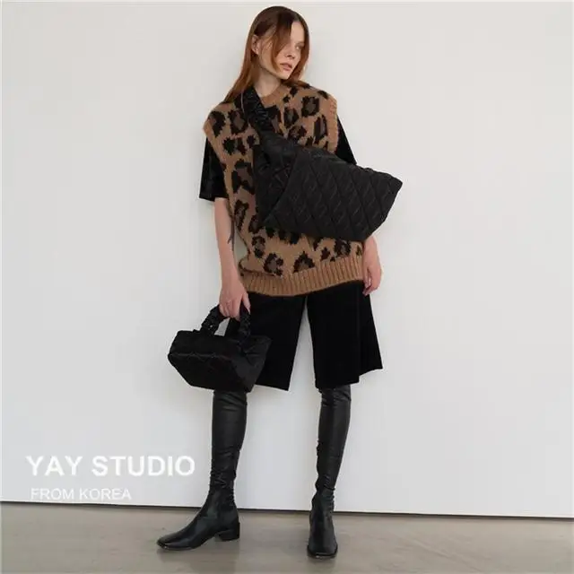 Новинка свободный свитер без рукавов весна-осень женский жилет свитера вязаный