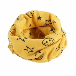 Детский хлопковый шарф с кольцом, корейский принт со звездой, смайлик, шарф на шее, модный Забавный мягкий детский шарф высокого качества