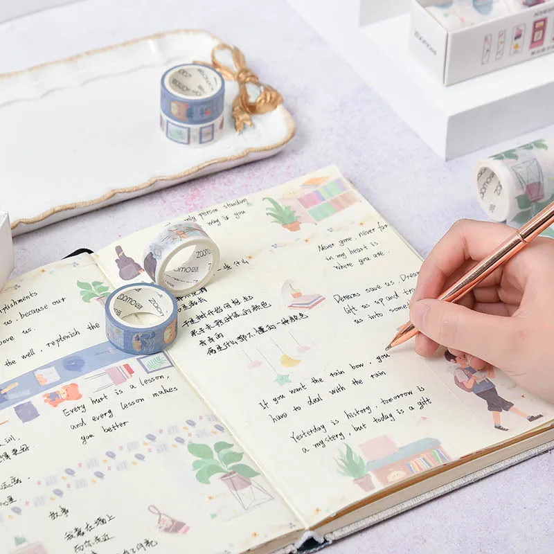 Решение Library серия Bullet Journal васи лента набор милые декоративные клейкие ленты DIY Скрапбукинг наклейка этикетка канцелярские принадлежности